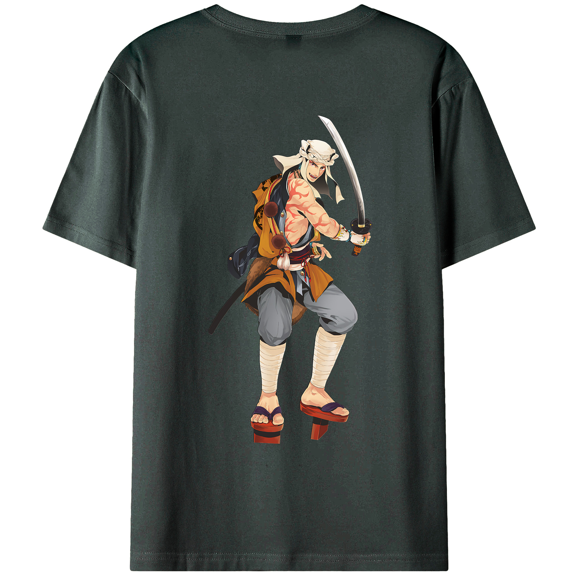 （画像用） 刀剣乱舞 Touken Ranbu 綿100％ メンズ半袖Tシャツ（バックプリント） 通気性